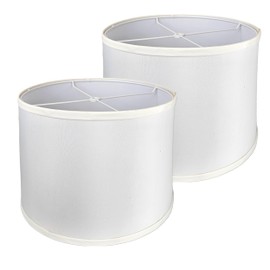 Royal Designs, Inc. Lampshades Set of 2 Drum Lamp Shade, Medium Fabric Lampshade, 13 x 13 x 10 in (Top x Bottom x Height), White - Pack of 2, Easy Assembly Required