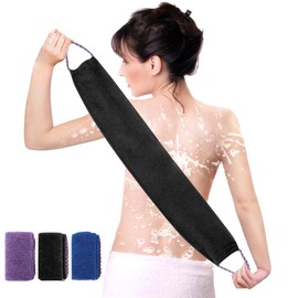 3PCS African Net Sponge Bath, Exfoliating Net Shower Sponge with Handles, Deep Cleaning African Net Bathing Sponge Back Scrubber for Men Women Shower (Black+Blue+Purple)