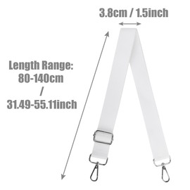 Moorle Wide Shoulder Bag Strap, Shoulder Strap for Bags, Adjustable, Shoulder Strap, Bag Strap, White, 3.8 cm Wide, Canvas Handbag, Bag Straps for Changing, silver / white