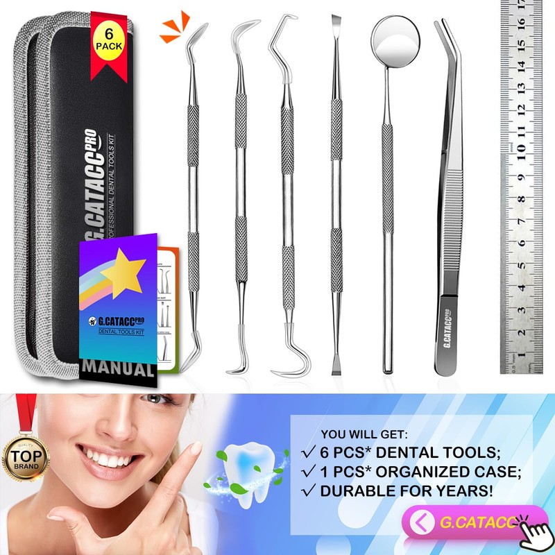 G.CATACC Dental Tools, Dental Pick Teeth Cleaning Tools Hygiene Kit,