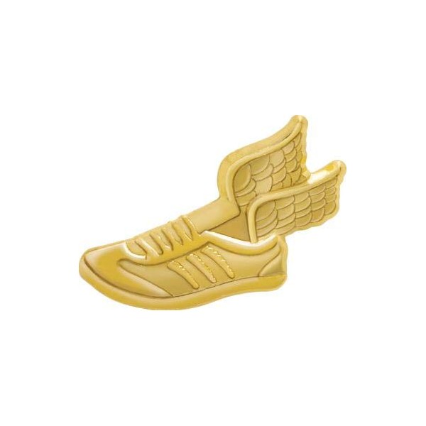 Crown Awards Winged Foot Chenille Pin, Gold Track Award Pins,