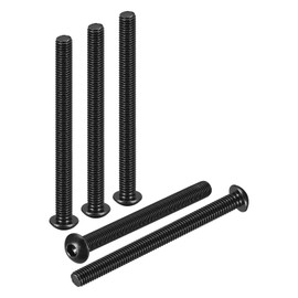 DTGN M8-1.25x90mm Button Head Socket Cap Screws - 5Pack - Good for Road Bicycle, Mountain Bike, Auto, Motorcycle - Carbon Steel Black Oxide - Hex Socket Drive Fasteners