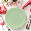 FALIZIFU 50 Pcs Sage Green Scalloped Paper Plates 7 Inch
