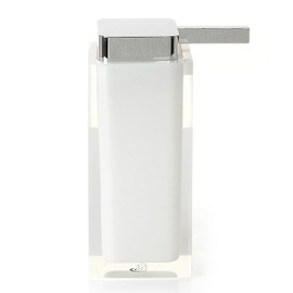 Gedy Auckland White, Dimensions and Weight: 16.2X7X11.3 CM & 0.4 kg, Clear Resin Bathroom Soap Dispenser, R&D Design, Handmade, 2 Year Warranty, Unica