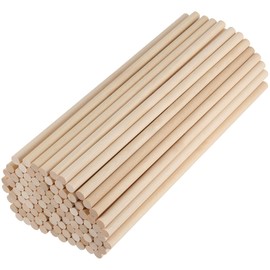FUNSUEI 200 Pack 3/8 x 12 Inches Wooden Dowel Rods, Natural Unfinished Dowel Rods, Solid Hardwood Dowel Sticks for Crafts