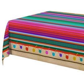 3PCS Fiesta Tablecloth for Mexican Themed Party Decorations, Plastic Tablecover Multicolor Style for Fiesta Birthday, Taco Night, Cinco De Mayo and Spanish Themed Party Baby Shower Celebration