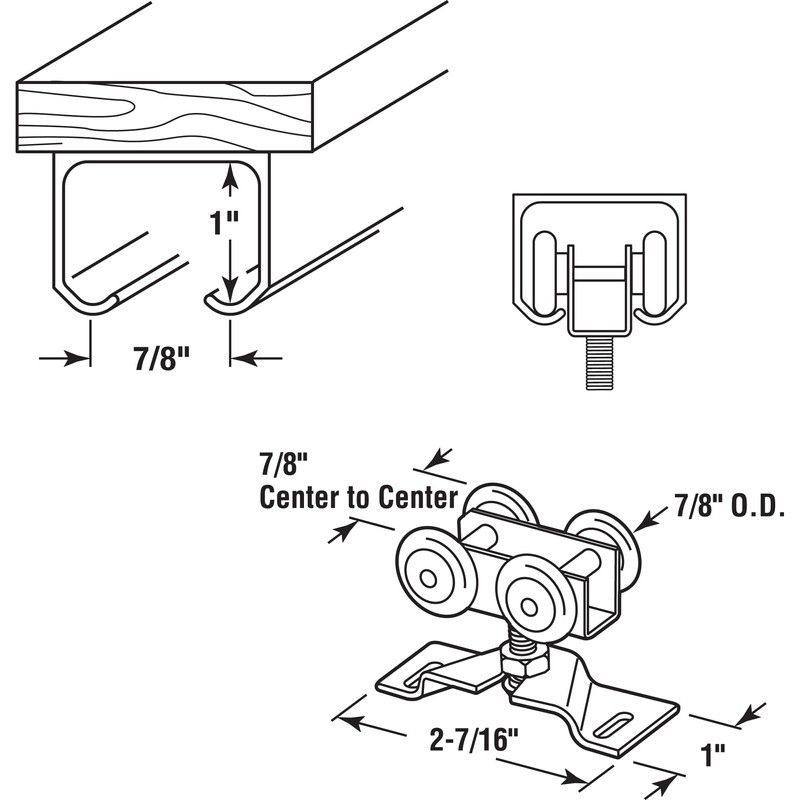Prime-Line N 7449 Door Roller Assembly, 7/8 In, Convex, Plastic