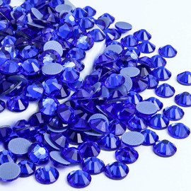 Towenm - 1440 piezas de diamantes de imitación de cristal termoadhesivo, parte trasera plana, piedras de cristal redondas para ropa, manualidades (zafiro/azul, SS16 de 4 mm)