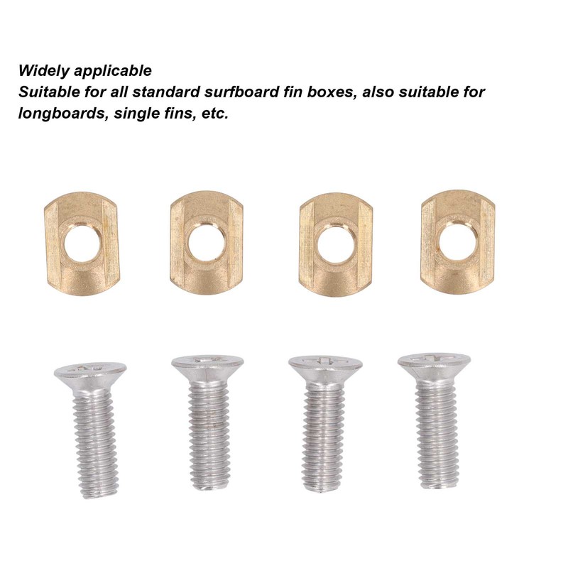 4 Sets Surfboard Screw Plate Copper Seawater Erosion Resistant Fins