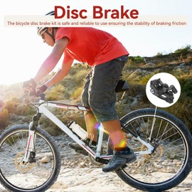 MTB Disc Brake Set, 2 Pieces Aluminium Alloy Disc Brakes MTB Brake Caliper Front and Rear Line Pulling Mechanical Disc Brake Bicycle Cable Puller Accessories for Mountain Bike Road Bike BMX