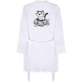 Azeeda Small 'Robot Vacuum Cat' Adult Dressing Robe/Gown (RO00110399)