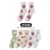 5 Pieces Of Fruit Print Socks, Coral Fleece Socks, Warm