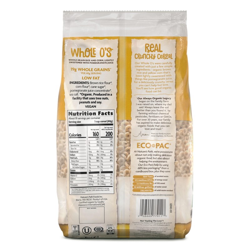 Nature's Path Organic Whole O's Cereal, 26.4 oz (Pack of