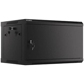 LANBERG Wall Mount Cabinet 19 Inch 6U 600 x 450 Steel Doors Juodas Flat Pack