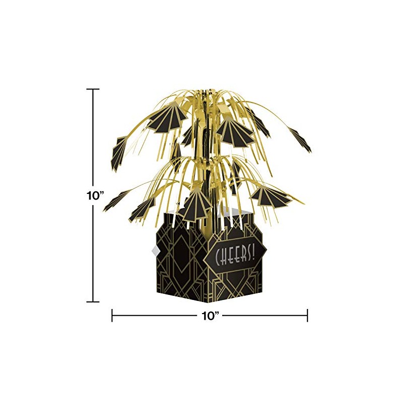Creative Converting Centerpiece, 9" x 10", Black and Gold