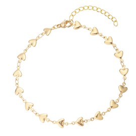 yipima Gold Ankle Bracelets for Women 14K Gold Plated Beaded Heart Chain Simulated Pearl Anklets for Women Waterproof