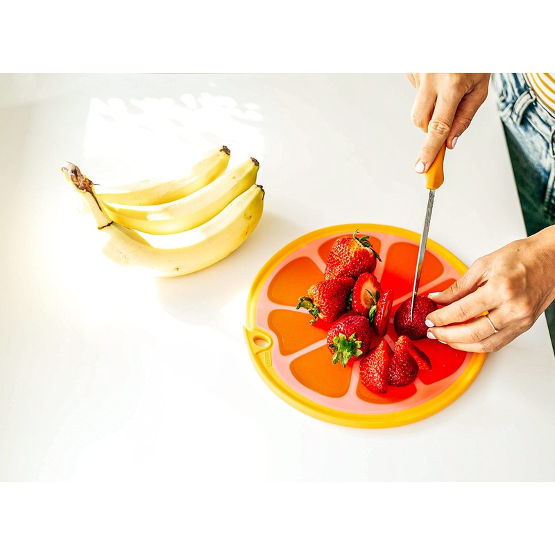 Dexas Citrus Slice Cutting Board/Serving Board 9 inches, Grapefruit