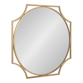 Kate and Laurel Rateau Modern Scalloped Round Wall Mirror; 28 x 28; Gold; Decorative Wall Decor with Circle Mirror and Scalloped Outer Frame for Trendy Concentric Design