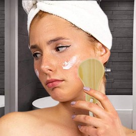 Wood Face Scrubber Brush | Wood Handle Face Washing Brush Plum Blossom Shape - Soft Bristles Face Scrub Tool Women With Wood Handle