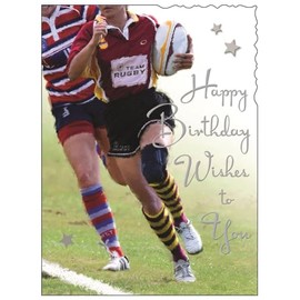 Female Birthday Card for Her - General Card for Women/Girls - Sporty Rugby Design - Special Finishes and Illustrated Insert Leaf - Made in the UK