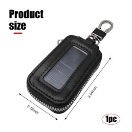 gunroil 1 PC Double Layer Car Keychain Box, Leather Car Keychain Holder, 3.54" x 2.16" Removable Car Multi-Function Keychain Protector, Universal for Most Cars (Black)