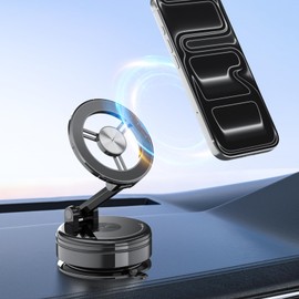 Smartphone Holder, Car, Smartphone Stand, Car Holder, 2026 Industry’s First Nogel Adsorption, Vacuum Suction Cup, Super Strong Magnetic, 360° Freely Rotating, N52 Magnet, One-Hand Operation, Smartphone Stand, Car Supplies, Metal Ring Included, Mobile Holder, Magsafe Fully Compatible with All Models