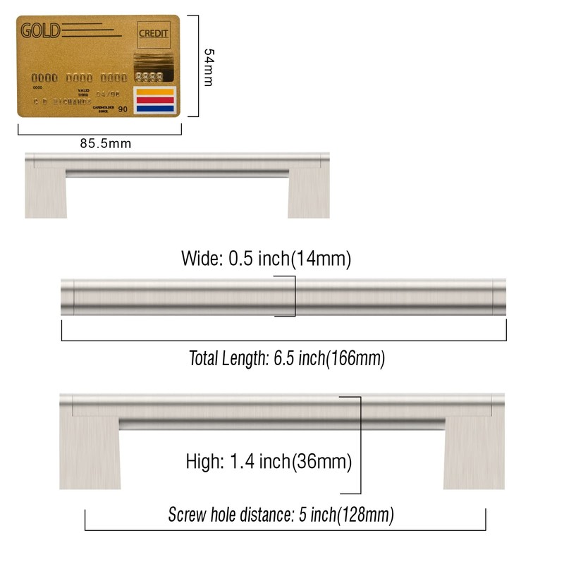 Amerdeco 10 Pack Brushed Satin Nickel Cabinet Pulls 5 Inch(128mm)