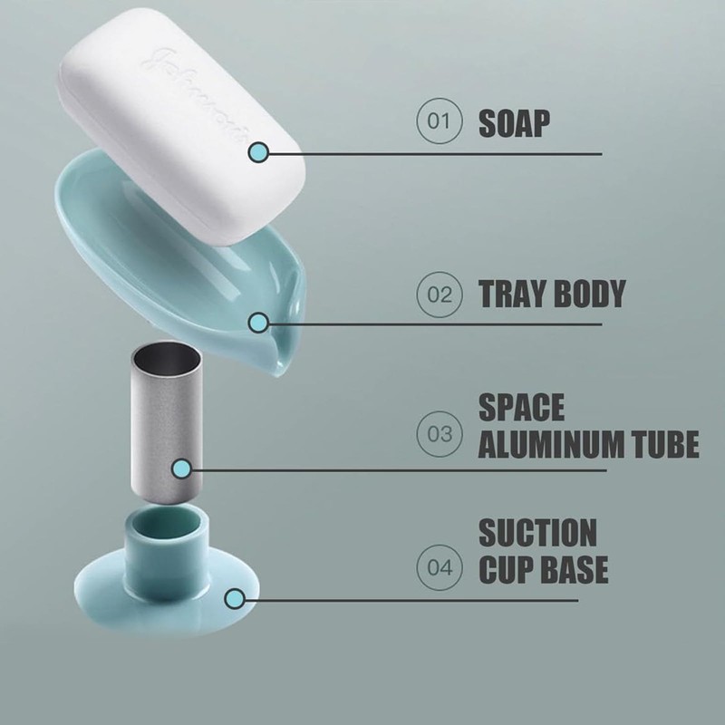 ANIS・KEBBR 2 Pack Leaf Self Draining Soap Holder Suction Cup