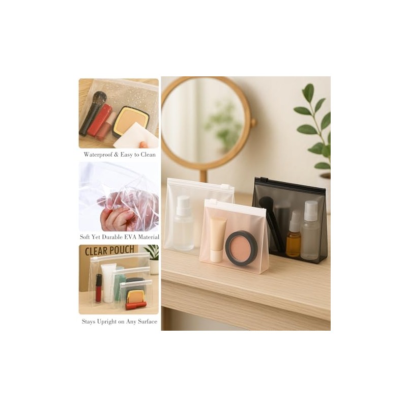 Circloophs - Bolsa de maquillaje transparente con cierre, Transparente, 6"