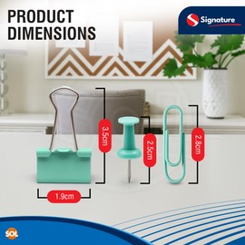 60Pcs Clip and Pins Set, Assorted of 12 Paper Clips Small, 12 Push Pins, 6 Pcs Binder Clips for Organising Document at Home, Office & Classroom, Paper Holding, Durable Coloured Stationery Essentials