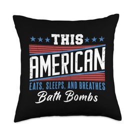 This American Eats Sleeps Breathes Bath Bombs Red White Blue Throw Pillow
