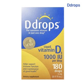 Ddrops 디드랍스 액상 비타민D3 1000IU 180Drops 5ml/영양제 Ddrops Liquid Vitamin D3 1000IU 180 Drops 5ml/Supplement