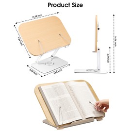 Honagu Book Stand, Book Stand for Reading Hands Free, Adjustable Desk Book Holder with 360 Degree Rotating Base & Page Clips, Cookbook Documents Holder for Textbook,Cookbook, Sheet Music,Laptop,Recipe