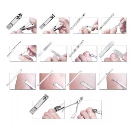 Kv.Yshqlne Kit De Manicura Para Pedicura, Juego De Cortaúñas 19 En 1, C