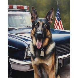 XTXGERL Paint by Number for Adult Kit, DIY Acrylic Paint by Numbers for Adults Beginner Smiling Dog German Shepherd Oil Painting by Number on Canvas for Home Wall Decor 16x20inch