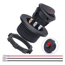 weideer 12V Round Rocker Switch with Shell Red LED Light SPST ON Off 3 Pin 2 Position 20A 12 Volt Toggle Switch with Wires for Automotive Car Truck Boat