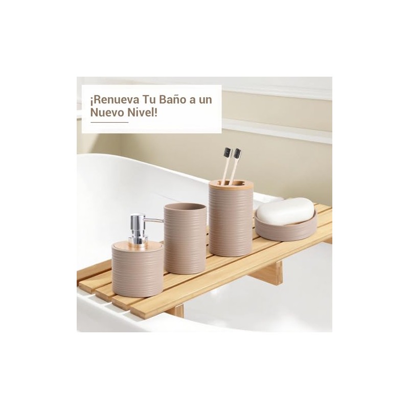 Accesorios para Baño juego 4 piezas, dispensador, soporte, vaso, jabonera