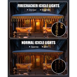 Brightown Cluster Icicle Lights for Outside, 20Ft 1125 LED Christmas Lights with 30 Drops, Icicle Christmas Lights Outdoor with Timer Function, Christmas Lights for House Roofline, Warm White