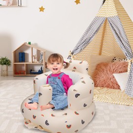 CACSPS Inflatable Baby Seat for Babies 3 Months & Up,Baby Support Seat Summer Toddler Chair for Sitting Up,Baby Shower Chair Floor Seater with Built in Air Pump (Rainbow)