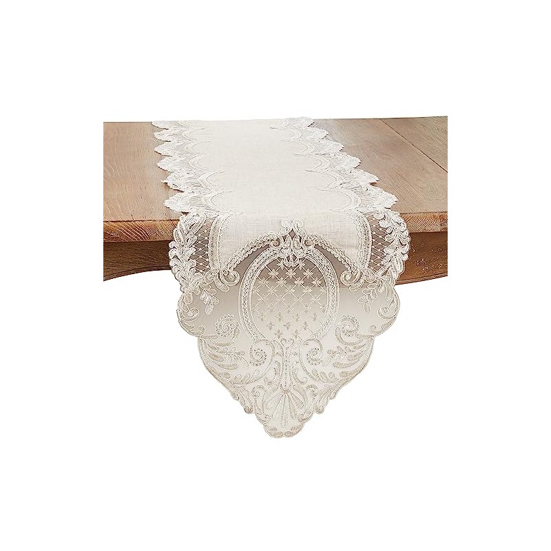 Timeless Beauty Embroidered Lace Table Runner
