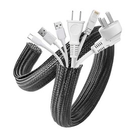 Timotech Set de 2 Organizadores de Cables para Escritorio, Protector de Cable, Funda Cables de 5 pies y 1.2 pulg, Cubre Cables Debajo del Escritorio para Computadora de Oficina en Casa. (Negro)