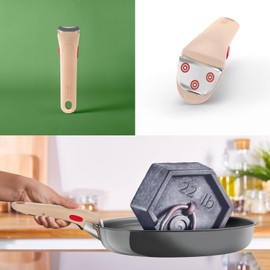 Lagostina Ingenio Vivissima, Manico Rimovibile Resistente fino a 10kg, Fissaggio Sicuro a 3 Punti, Design Ergonomico, Colore Beige