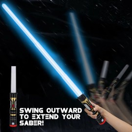 TOY Life Light Up Saber - 2 Pack Lightup Saber, Retractable & Collapsable Light up Saber, LED Light Sword Set with Motion Sensitive FX Sound, Galaxy War Dual Light Up Sword for Kids Adults