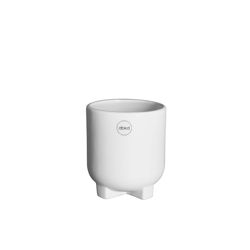 Dbkd Ceramic Pot Plus with Feet, Modern Design, White, Height