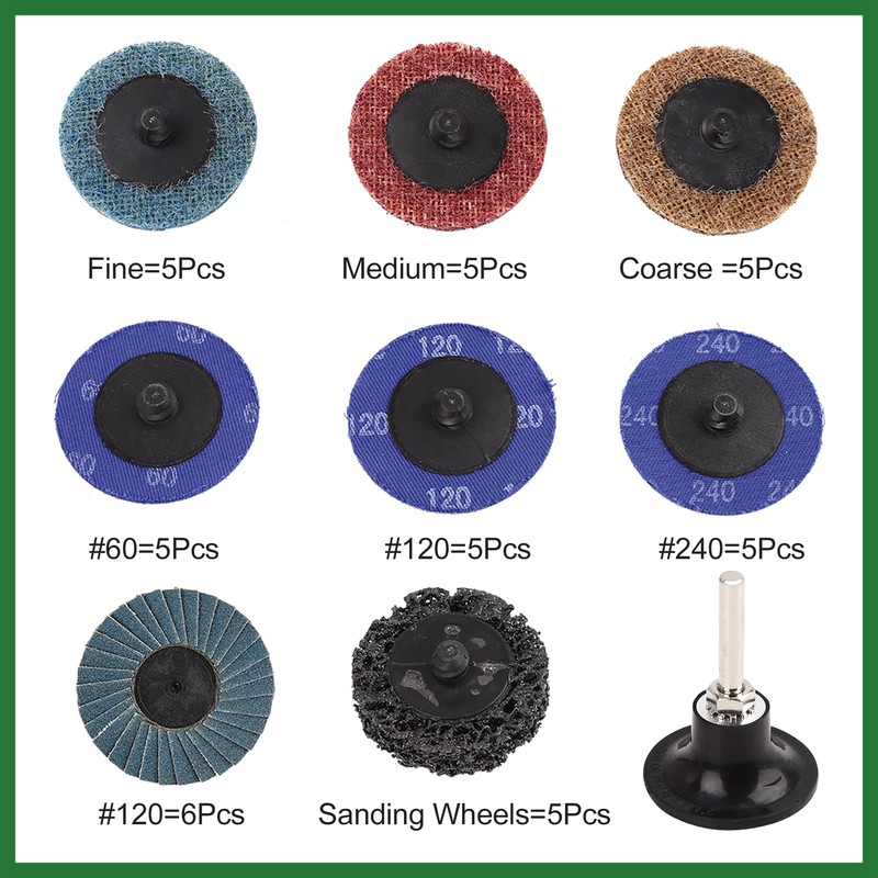 Motoforti 42 Pcs Sanding Discs Nylon Roll Lock Surface Coarse