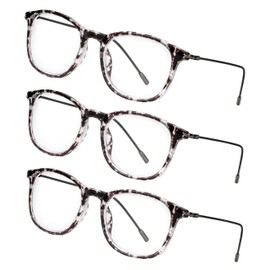 LEXXOO 3er-Set Lesebrillen Rund Transparent Muster +2,0 Dioptrien – Hochwertiges Design-Bundle ohne Federscharnier – Modische Brillen für Damen & Herren