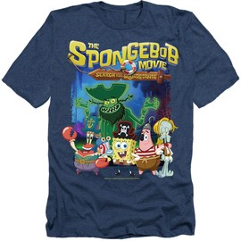 Popfunk Spongebob Movie 2025 Crew Lineup Unisex Adult Heather T Shirt, Navy Heather, Small