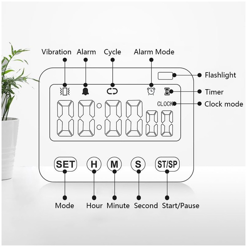 GH 99 Hours Full Featured Timer, Reminder Mode (Vibrate, Sound,