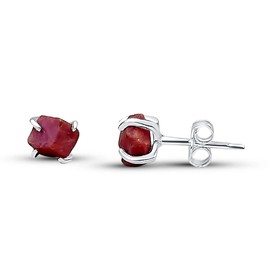 real raw ruby stone tiny 4 to 6mm stud earrings with solid 925 sterling silver july birthstone gift for her niece daughter mom Uniquelan Jewelry (ruby)