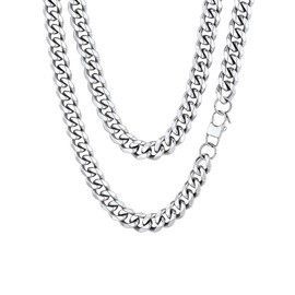 Miami Cuban Link Chains for Men and Women Stainless Steel Chunky Curb Necklace Men and Womens Thick Chain 12mm 20 Inch